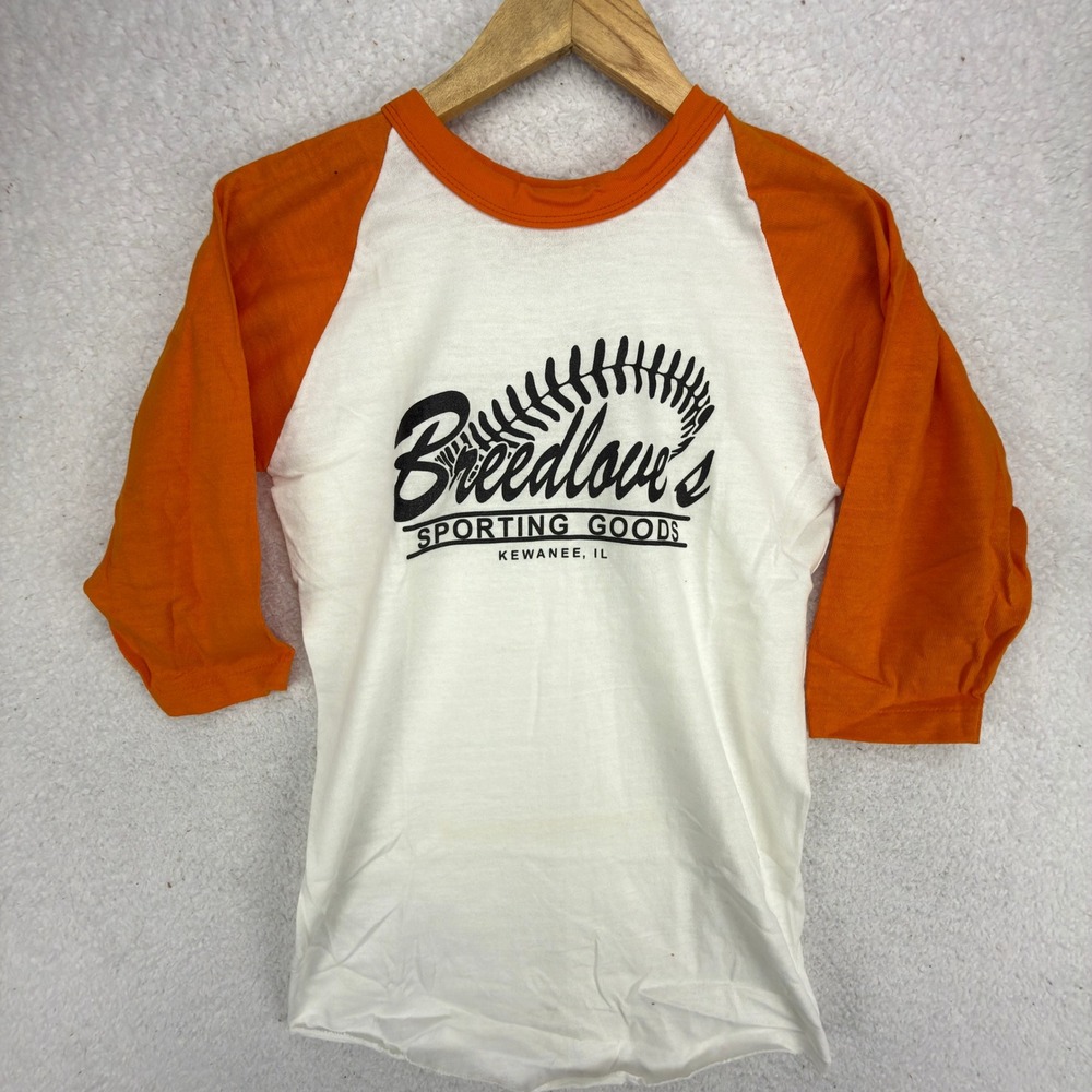 Vintage 70s Russell Athletic Youth XL Baseball Raglan Shirt Orange
